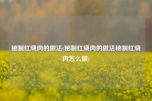 秘制红烧肉的做法(秘制红烧肉的做法秘制红烧肉怎么做)