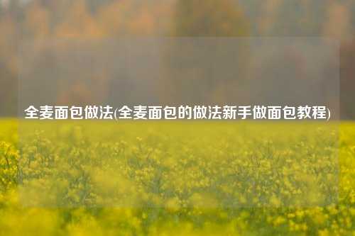 全麦面包做法(全麦面包的做法新手做面包教程)