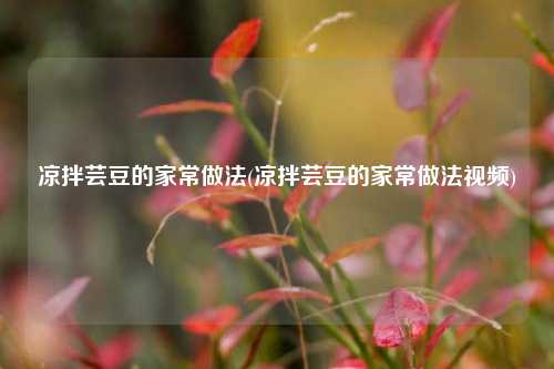凉拌芸豆的家常做法(凉拌芸豆的家常做法视频)